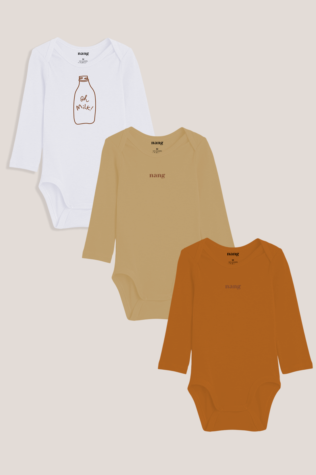 Kit Econômico - 3 Body Bebê Longo Unissex