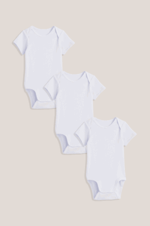 Kit Body Bebê Curto Liso - Branco