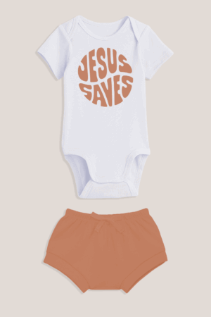 Conjunto de Body para Bebê - Curto Unissex - Jesus Saves